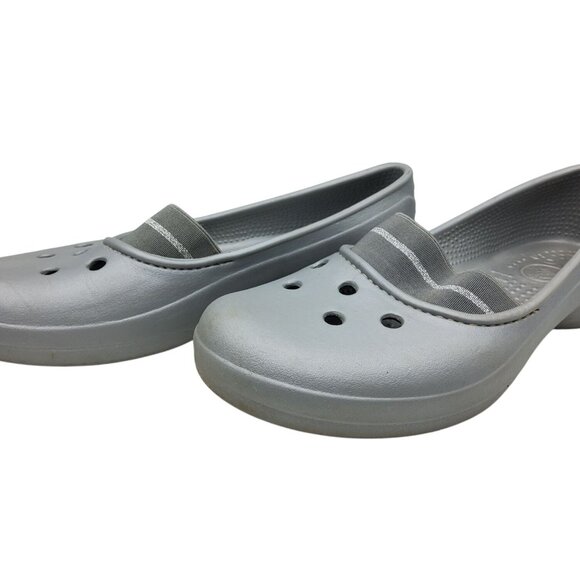 Womens Crocs On A Clock Silver Elastic Banded Classics Shoes - Picture 1 of 8